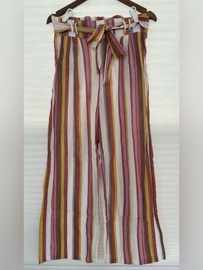 Urban Rebel Striped Wide-Leg Paperbag Pants – Size Medium